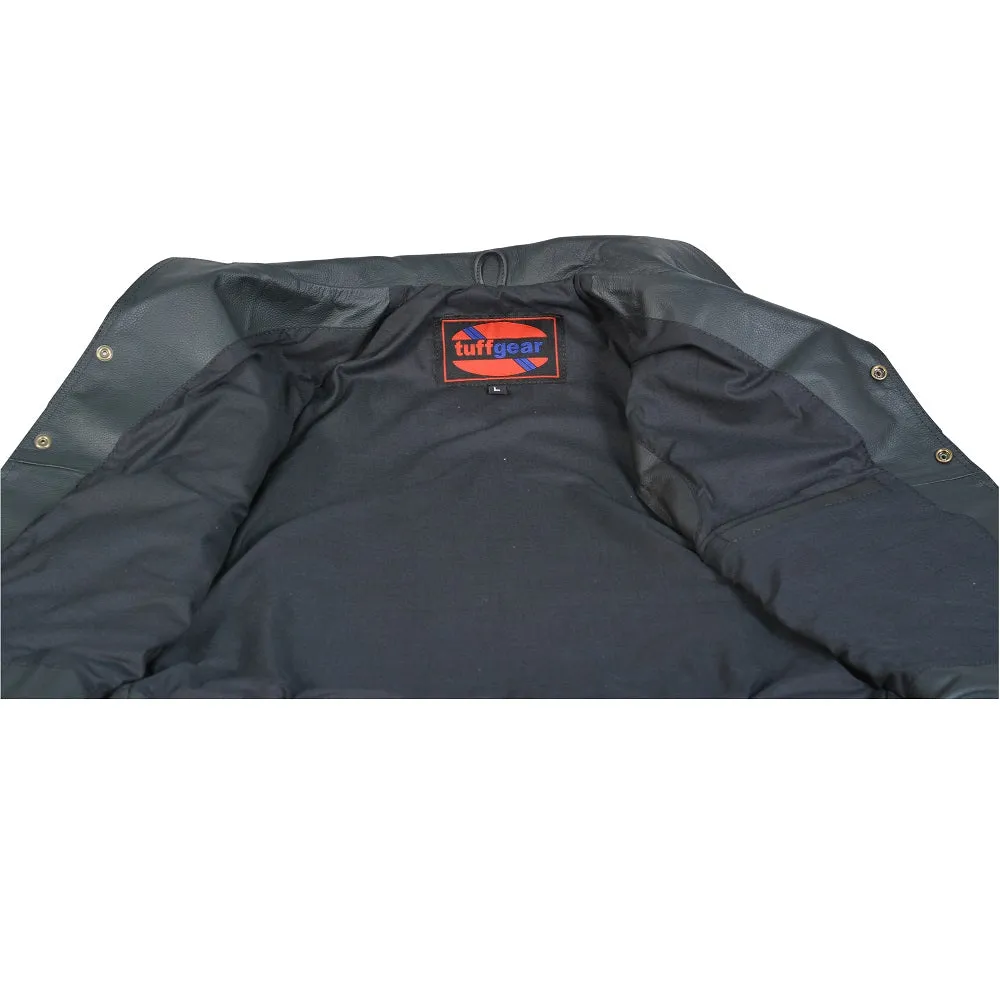 Tuff Gear Motorcycle Cowhide Braided Leather Vest Black - V4