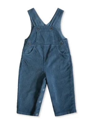 Unisex Italian overalls in azure blue corduroy