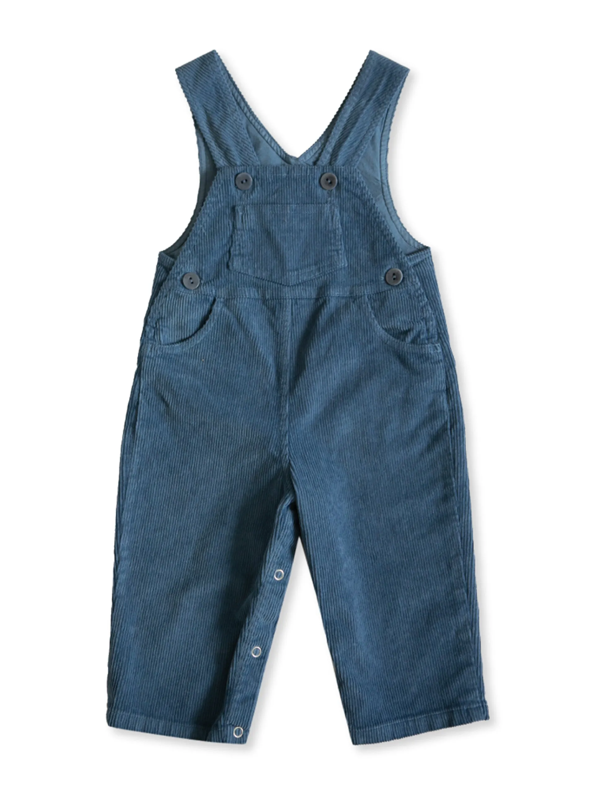 Unisex Italian overalls in azure blue corduroy
