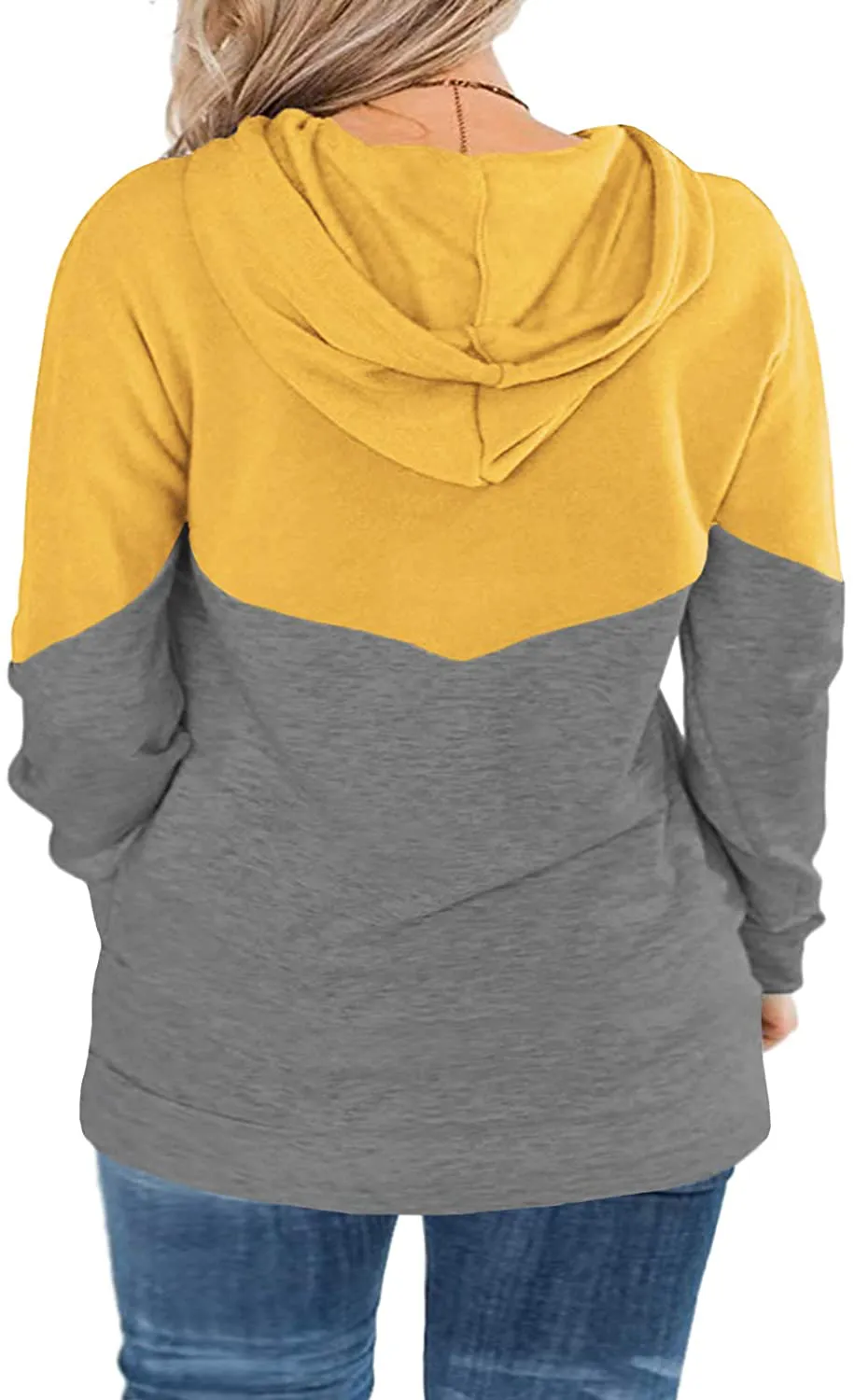 VISLILY Plus-Size hoodies for Women Color Block Pullover Sweatshirts