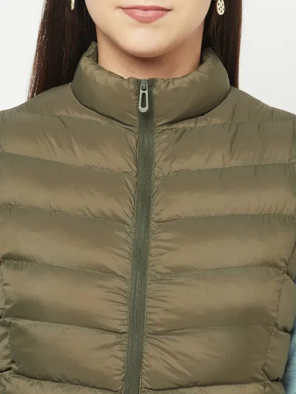 Women Olive Front Open Jackets