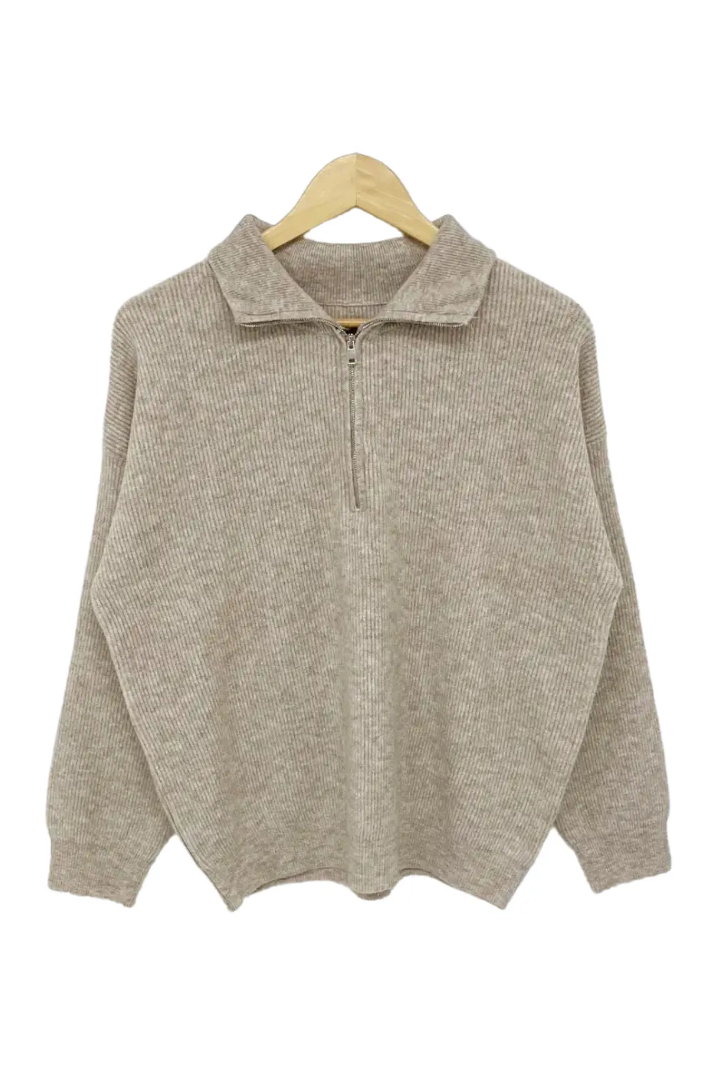 'Yvonne' Half-Zip Collared Knitted Sweater (3 Colors)